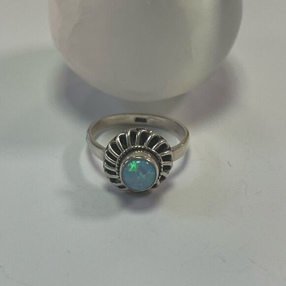 Fire Opal Sterling Silver 925 Ring Size 6.75 - Picture 4 of 5